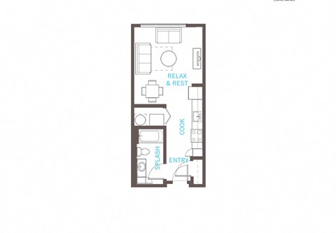 Floor plan for studio, 1 bath, 442 sqft